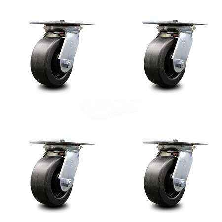 Service Caster 5 Inch Heavy Duty Polyolefin Caster Set with Roller Bearings SCC, 4PK SCC-35S520-POR-4
